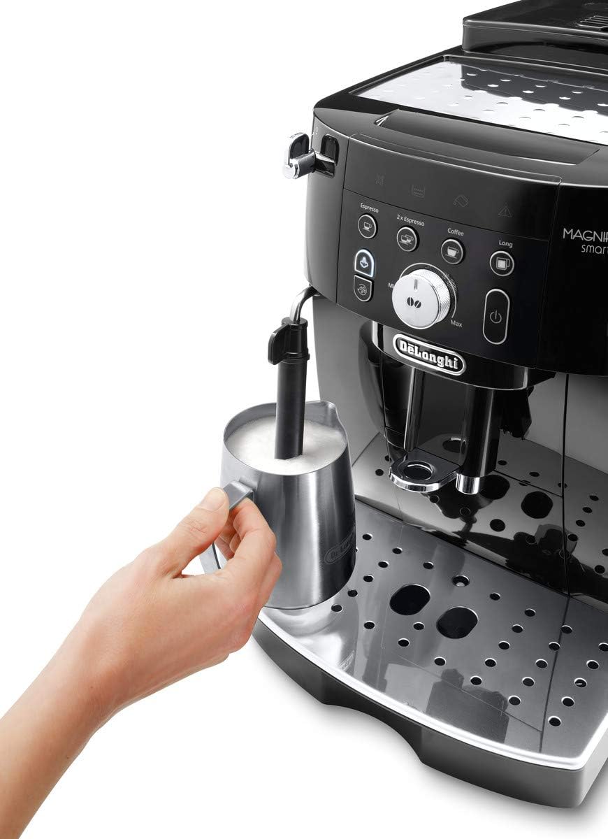 De'Longhi Magnifica Start ECAM222.20B, Machine à Café Automatique avec Buse à Lait, Machine à Espresso à Grains avec 4 Recettes Personnalisées, Panneau de Commande Soft-Touch, 1450W, Noir