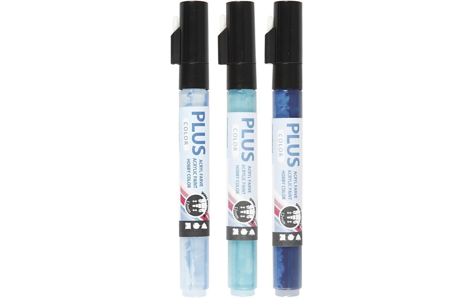 Acrylmarker Plus Color 3er Set, BlautöneAcrylstifte für Z. B. Steine anmalen
