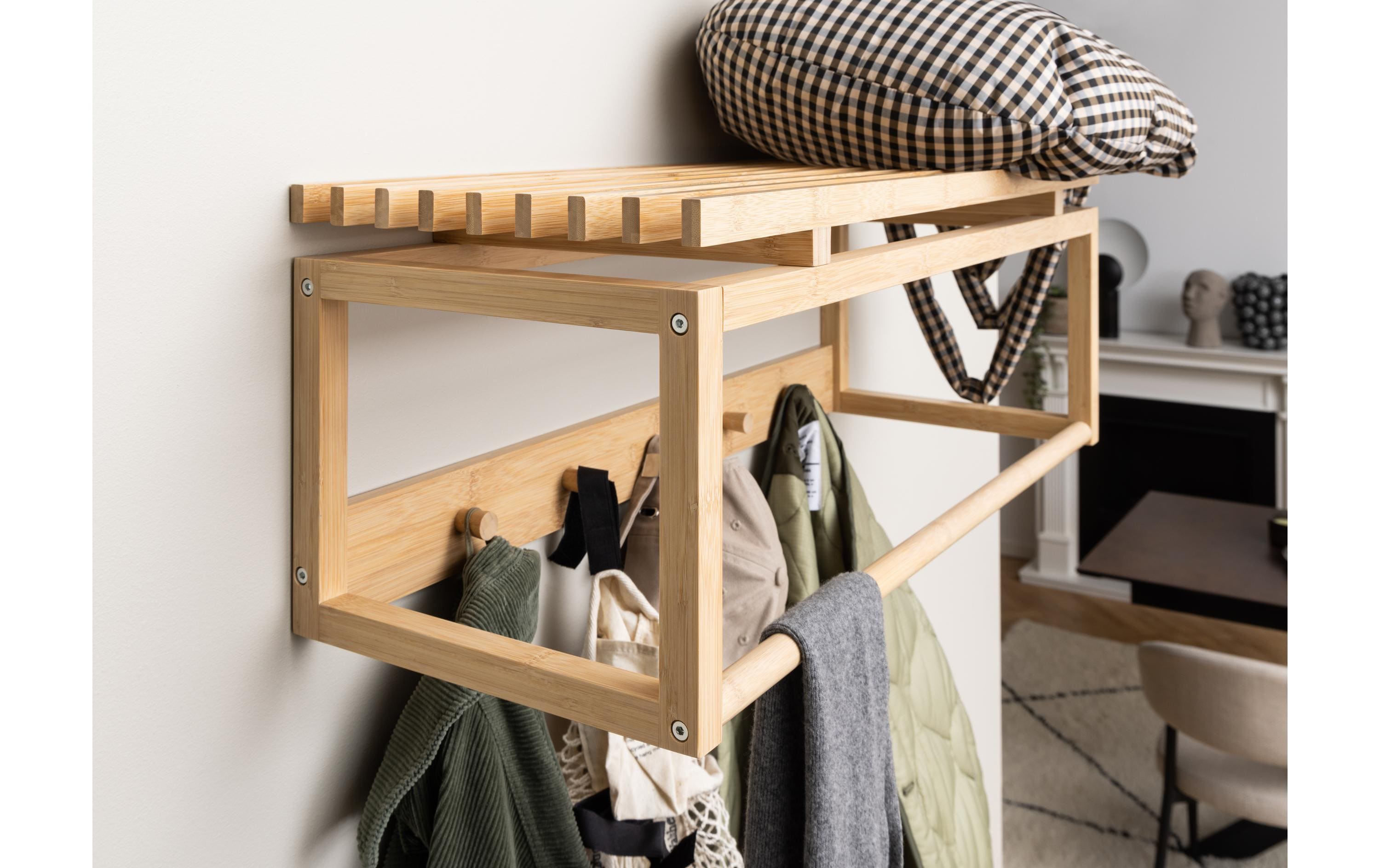 Wandgarderobe Bali 80 x 30 x 29 cm, Nature<br>Kleiderleiste