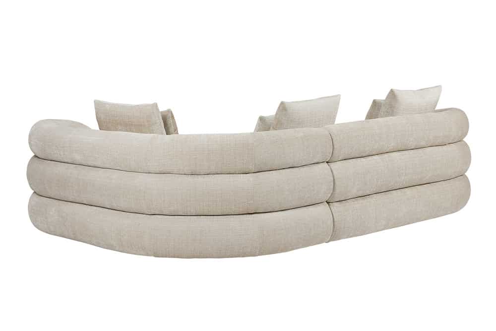 Retro Wohnlandschaft VOGUE 290cm beige Chenille XXL-Sofa organische Form inkl. Kissen