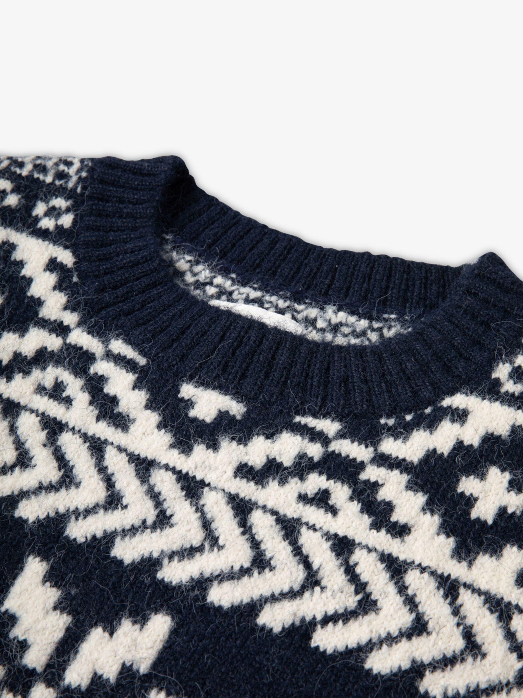 Blauw - The Little Tailor Chunky Tweekleurige Fairisle Kerstmis Trui