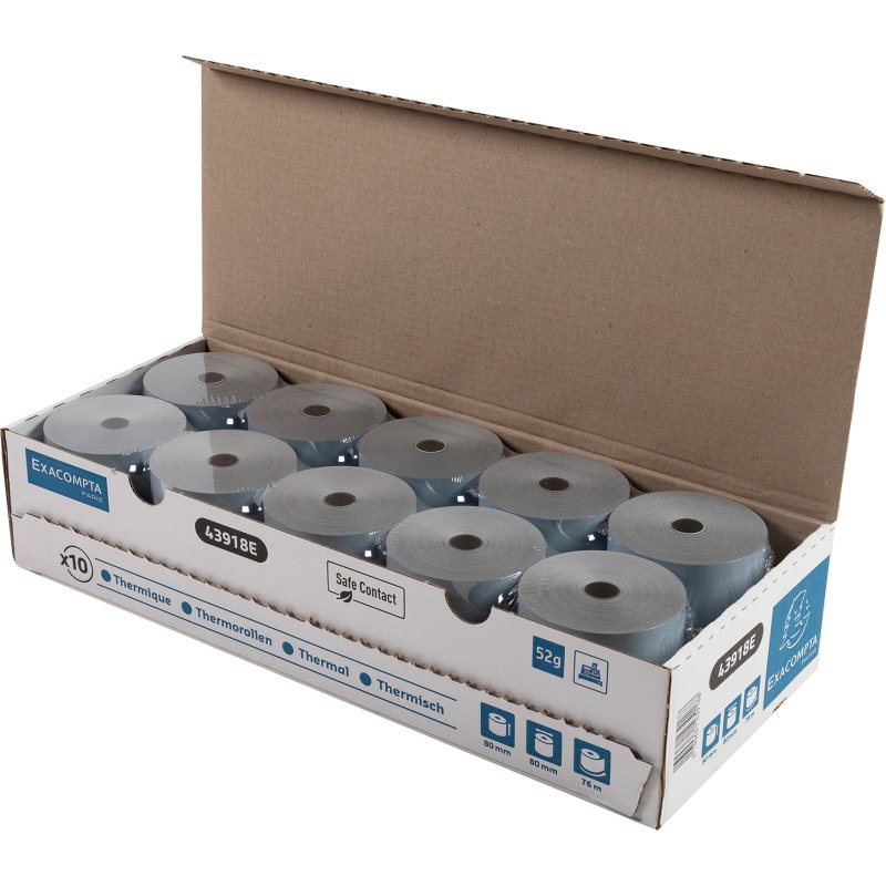 Bobines Caisses Exacompta 43918E - l 80 mm x L 76 m, Ø 80 mm - 1 pli(s) - paquet de 10