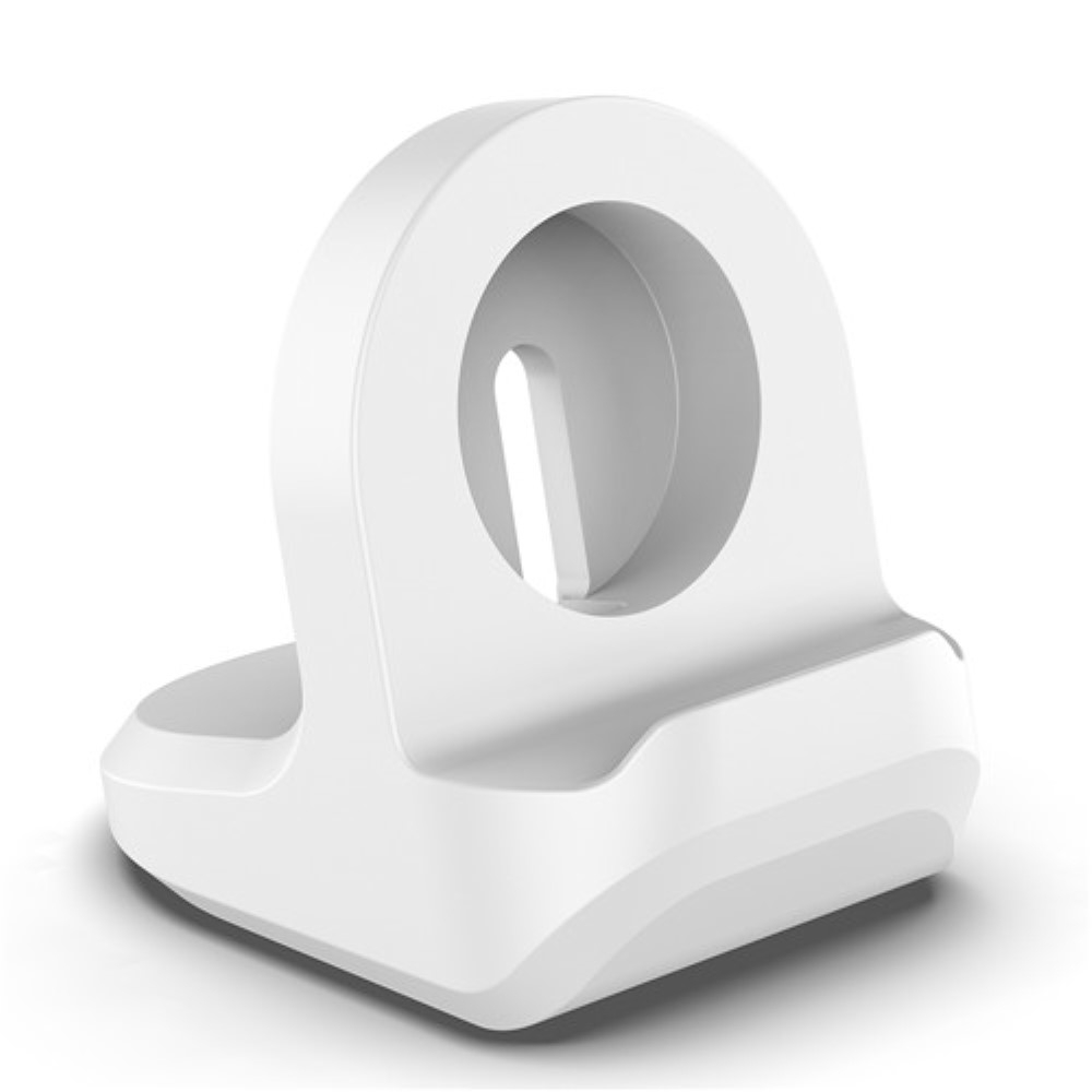 Apple Watch Silikon Uhren Halterung Charging Ladestation Dockingstation mit Kabelmanagement - Weiss