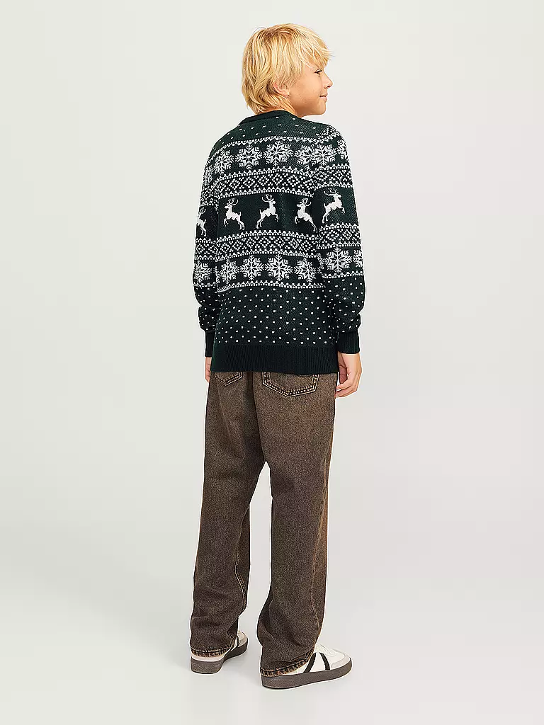 JACK & JONES Jungen Pullover JJXMAS GABRIEL dunkelgrün