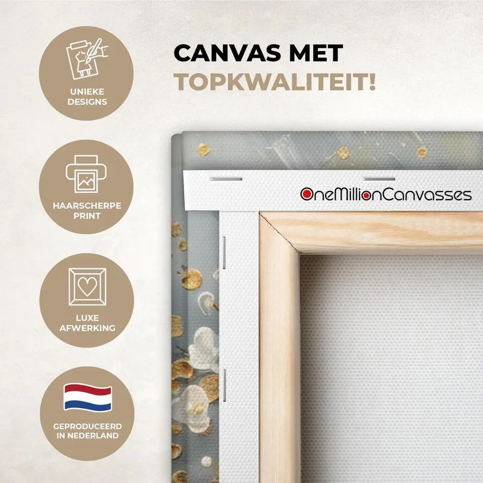 MuchoWow Canvas Schilderij 120x80cm Boom Bloemen Wit Natuur