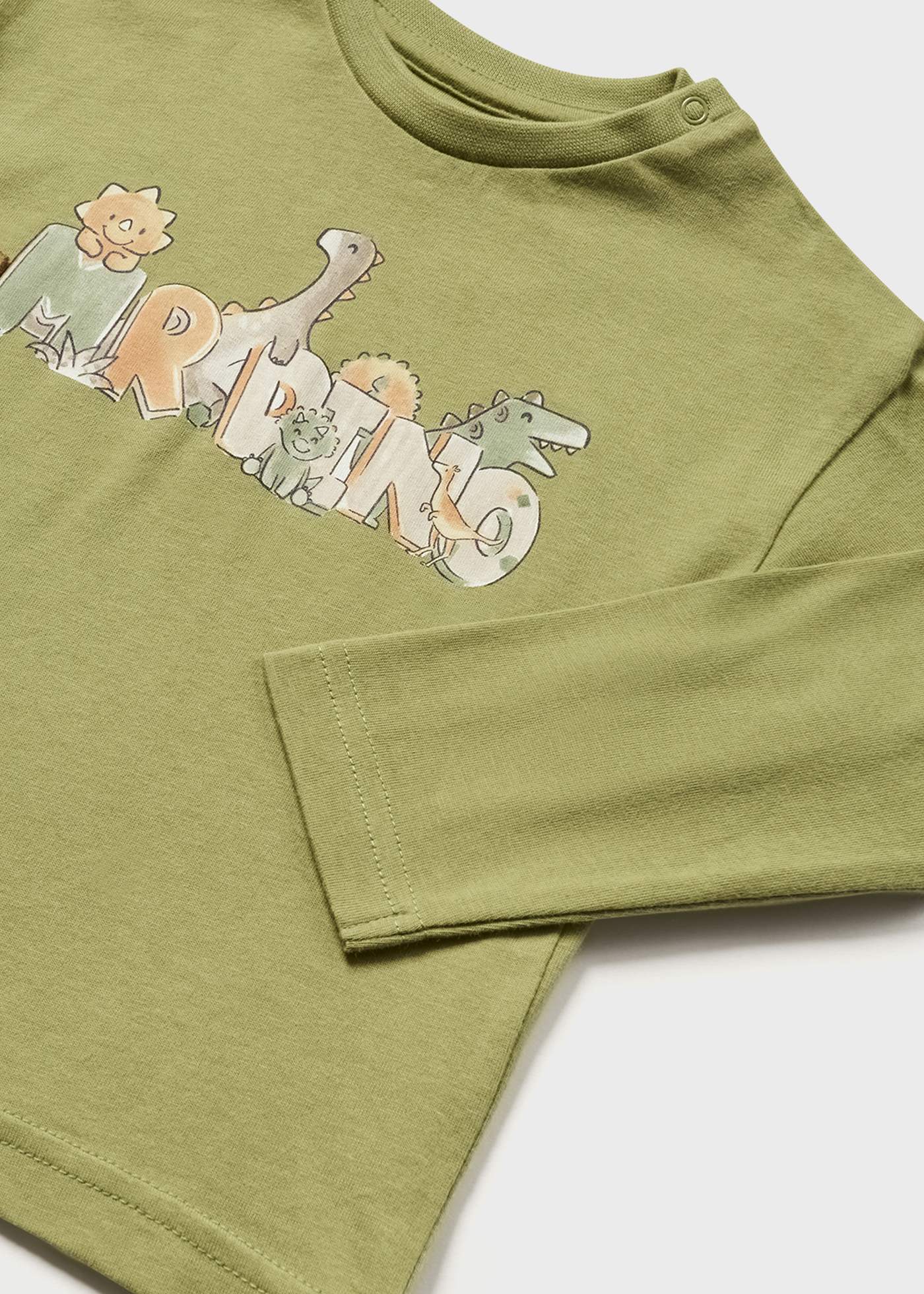 Camiseta de manga comprida feita de algodão sustentável para bebês
