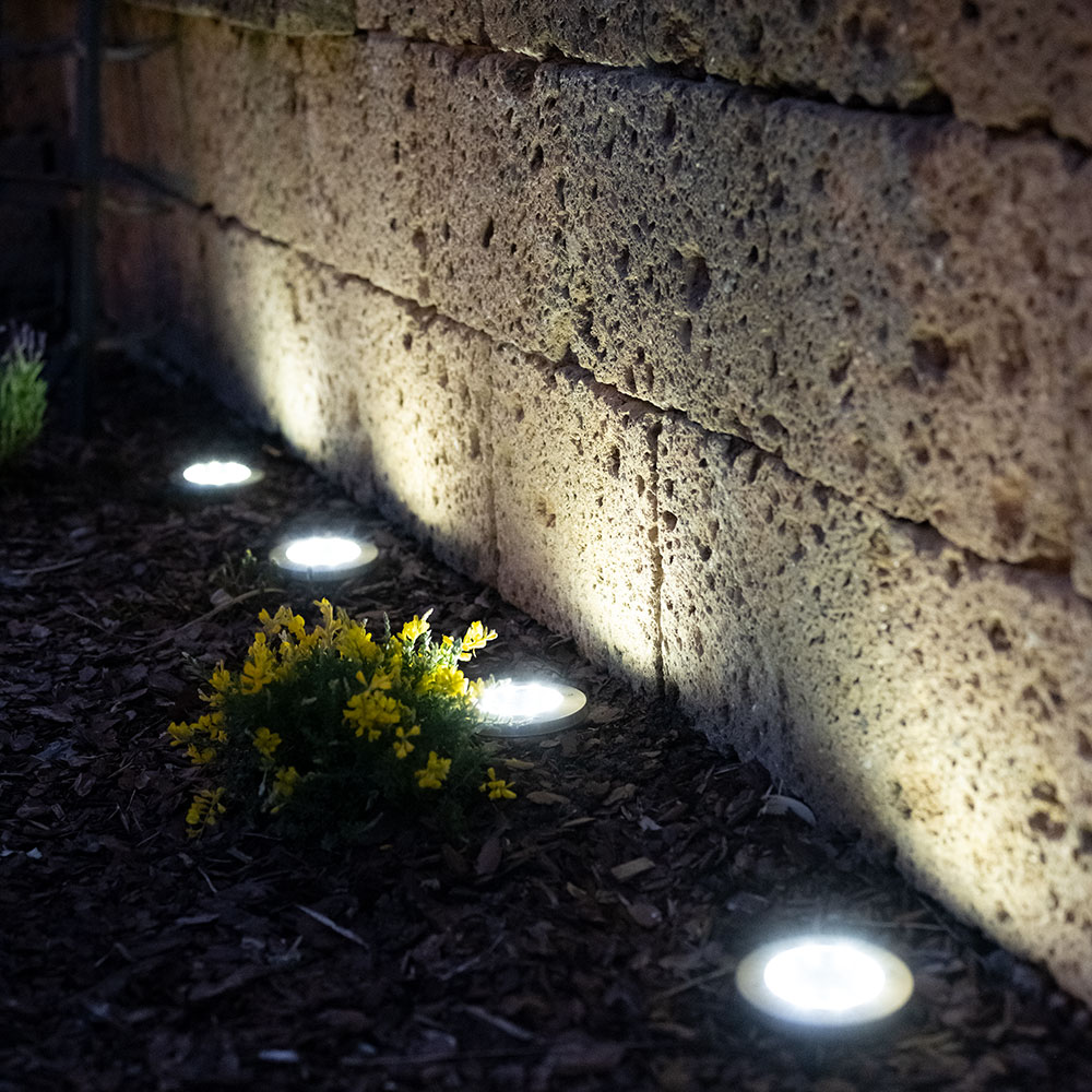 4er Set LED Solar Außen Steckleuchten aus Edelstahl