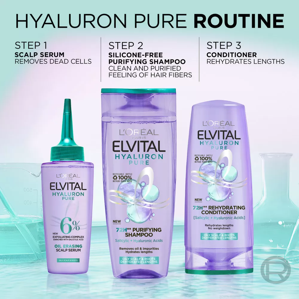 L'Oréal Paris Elvital Hyaluron Pure Conditioner For Dehydrated Hair - 300 ml.
