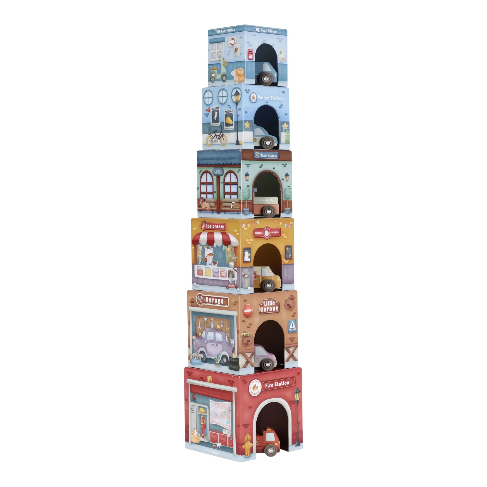 Little Dutch Stapelblokken met auto's