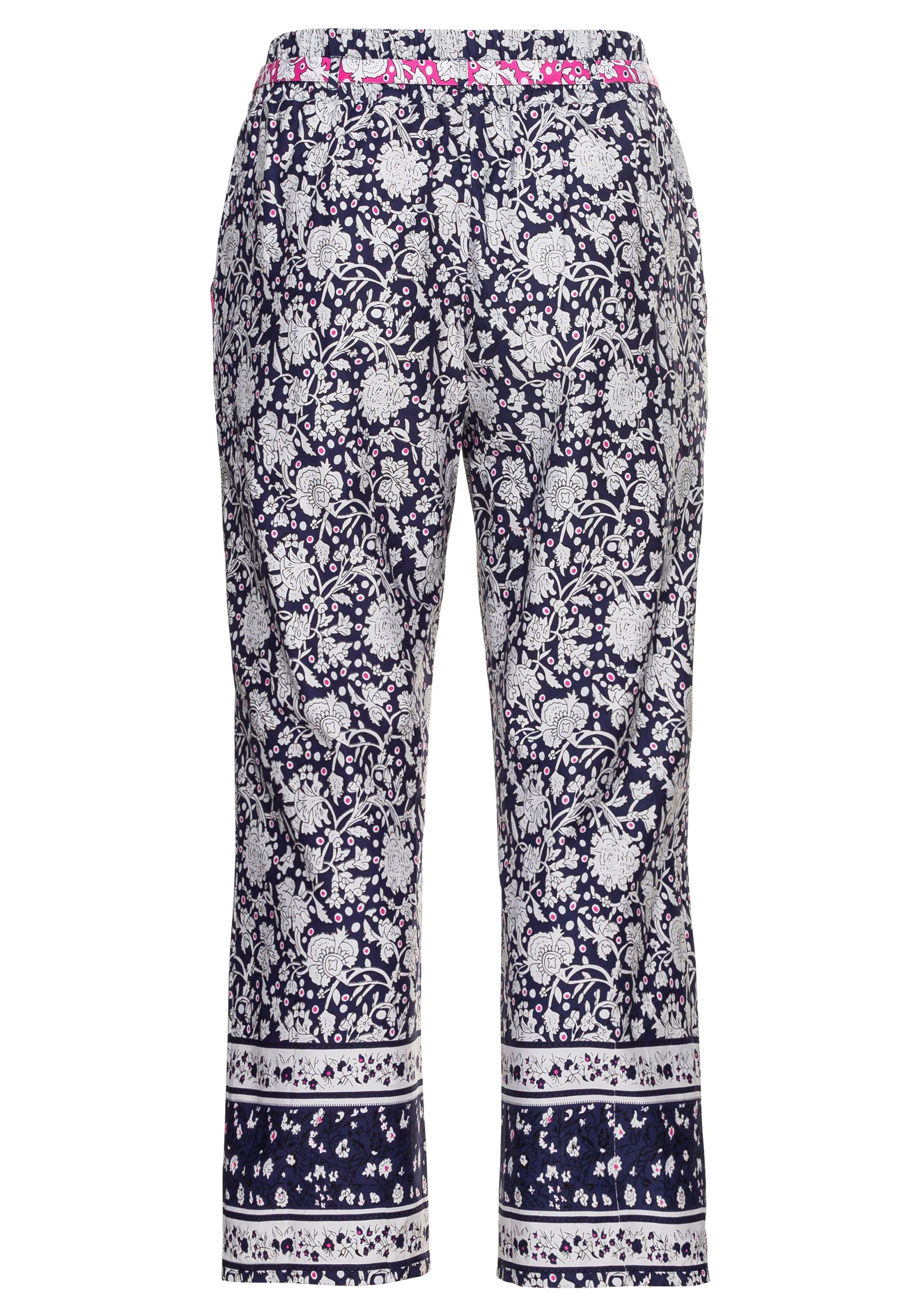 Lounge-Hose mit Blumendruck und Gürtel