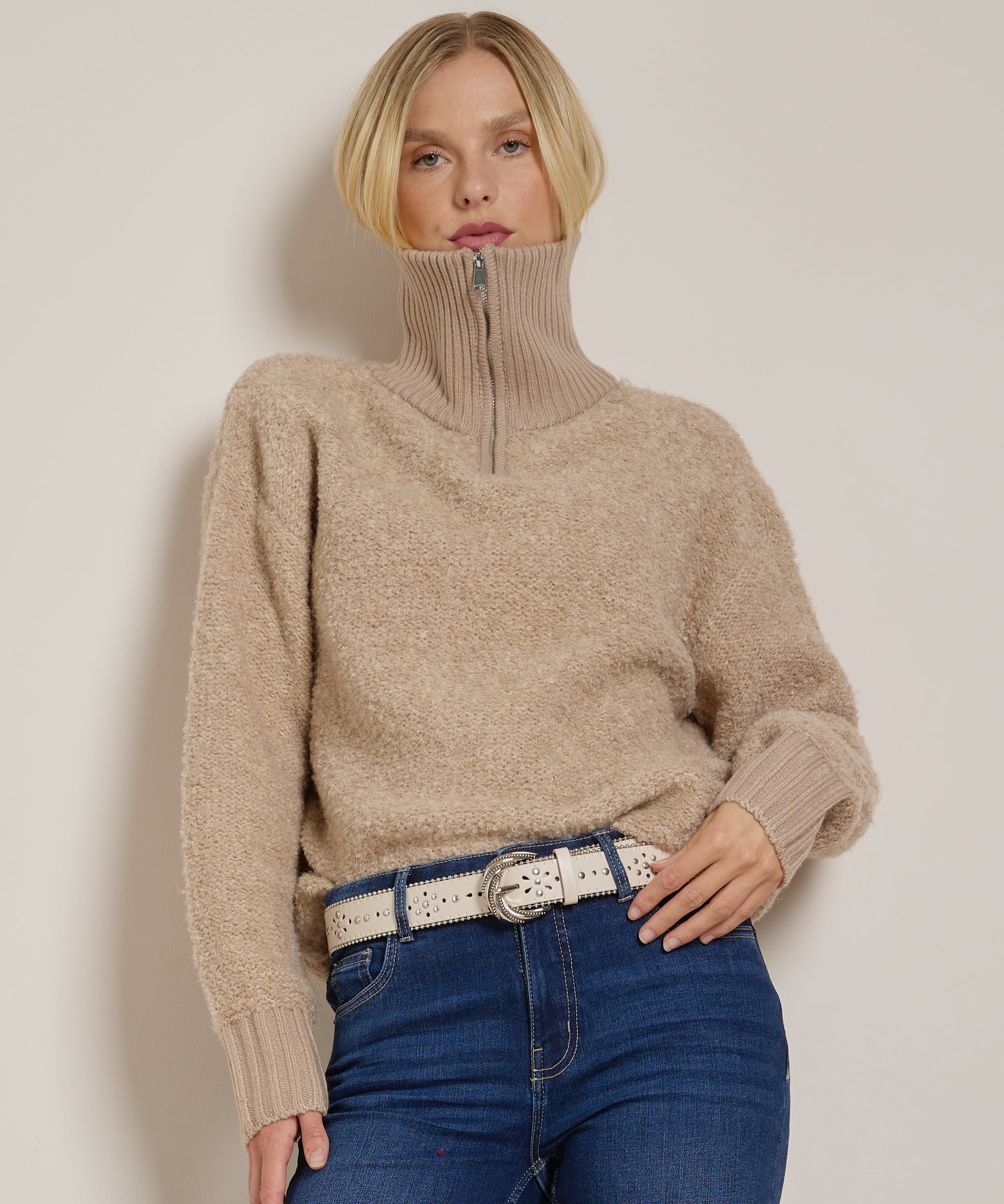 boucle trui met kraag