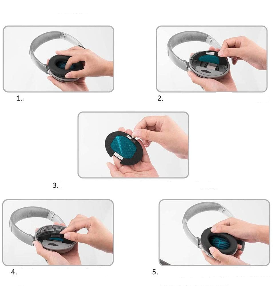 (2er Set) Bose Quietcomfort 2/15/25/35 Ae2 Ae2i Ae2w, Bose SoundTrue Kopfhörer Ersatz Ohr Polster Kissen - Schwarz