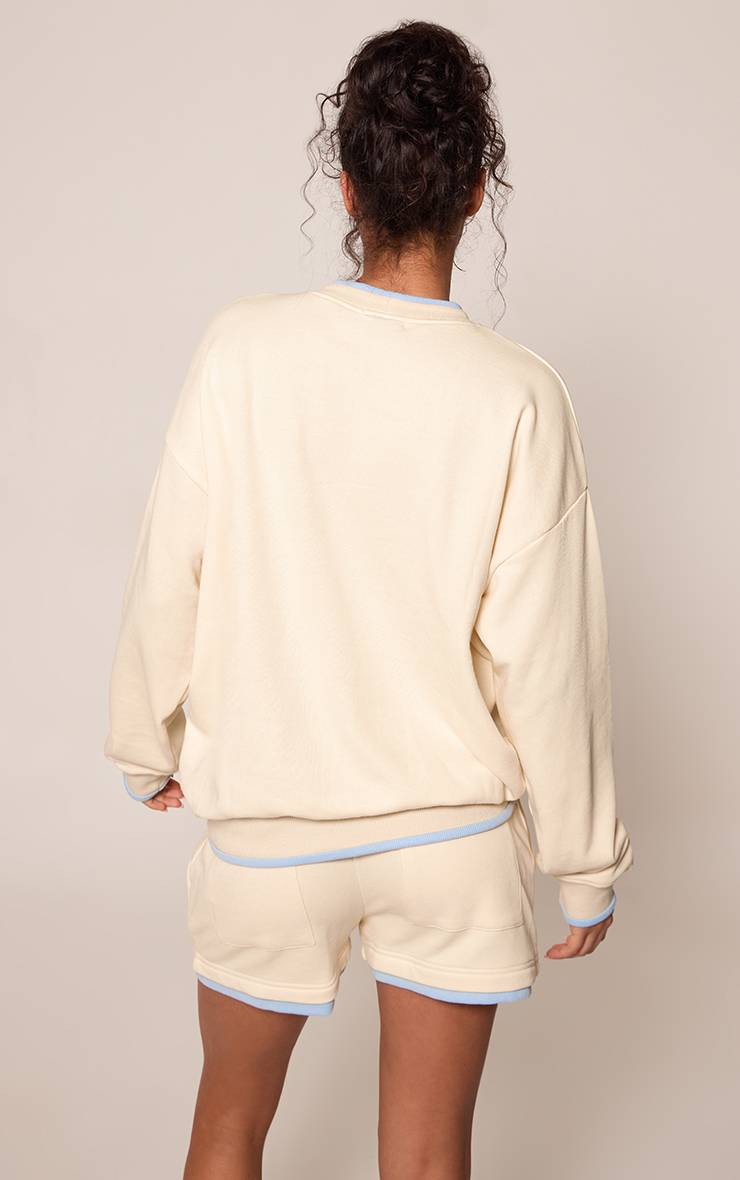 Butter Cream Sweat-shirt Graphique À Bords Contrastés Coloris Buttercream