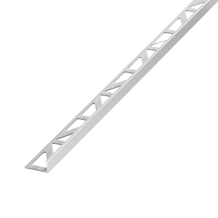 Profilé de carrelage intérieur Diall droit aluminium brut chromé lisse L.2,5m x l.2,2cm x ep.8mm