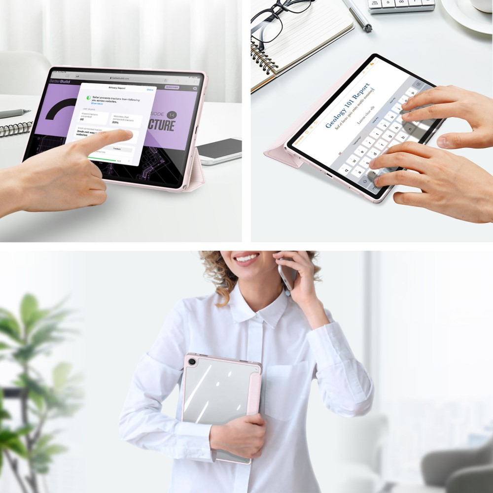 Samsung Galaxy Tab A9  Plus Leder Tasche Smart Cover Schutzhülle - Rosa