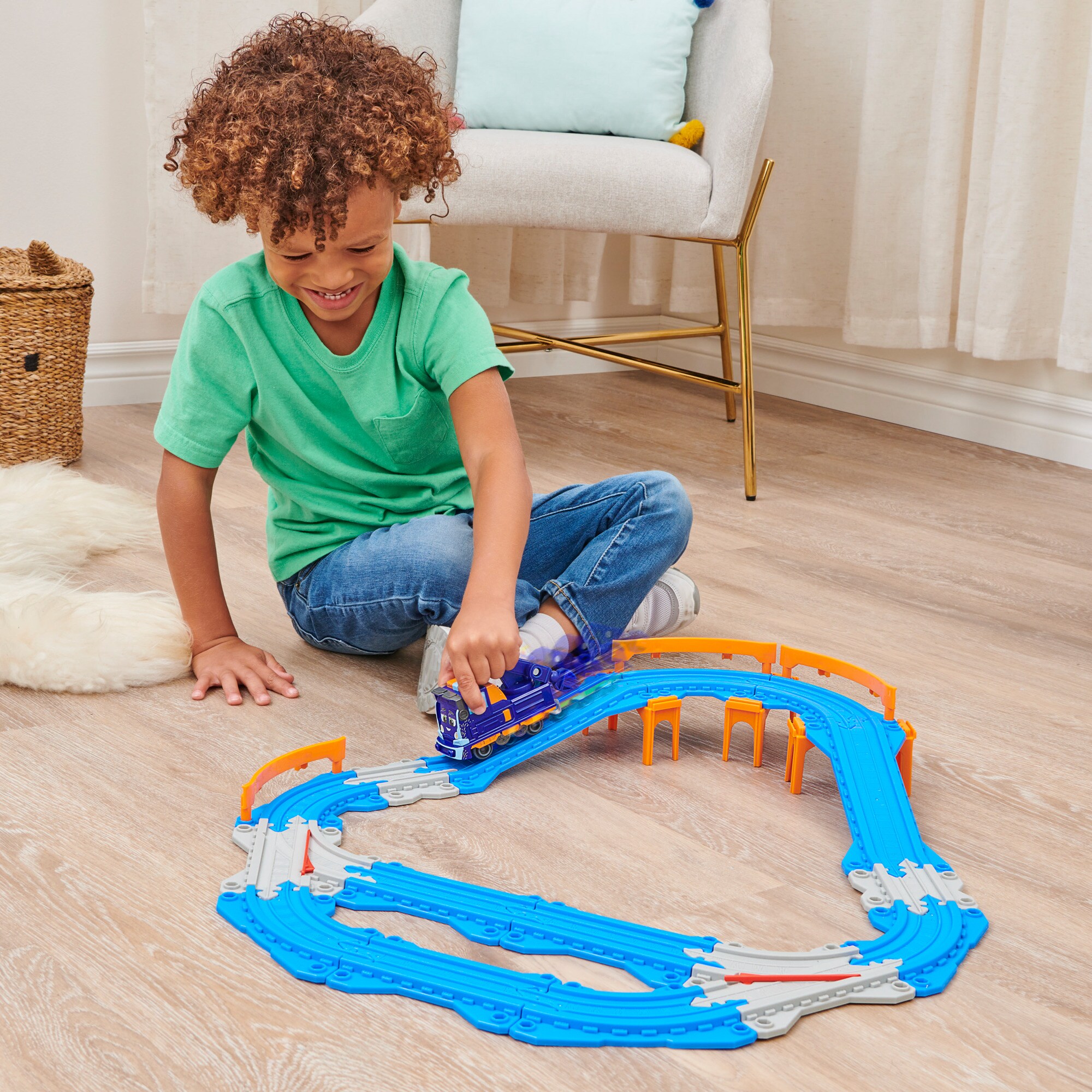 Spin Master Spielfahrzeug Mighty Express Schienen-Set mit Push-and-Go Zug Mechaniker Milo
