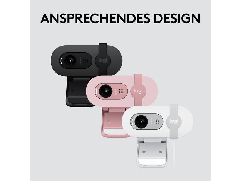 Logitech Brio 100 Weiss Full HD-Webcam mit integrierter Abdeckblende
