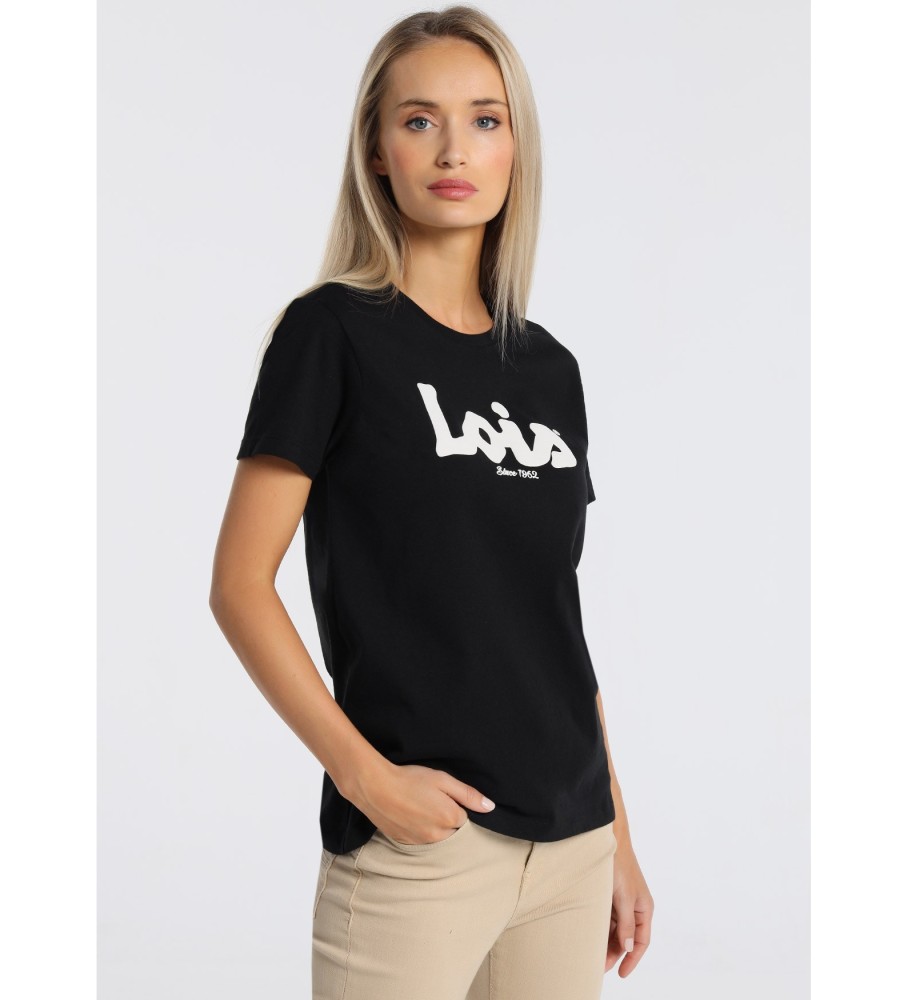 Camiseta de manga curta com estampa bufante Lois Black