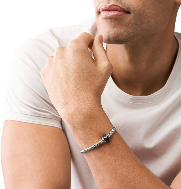 Emporio Armani - EGS2911040 - Herenarmband - Zilverkleurig - 19 cm