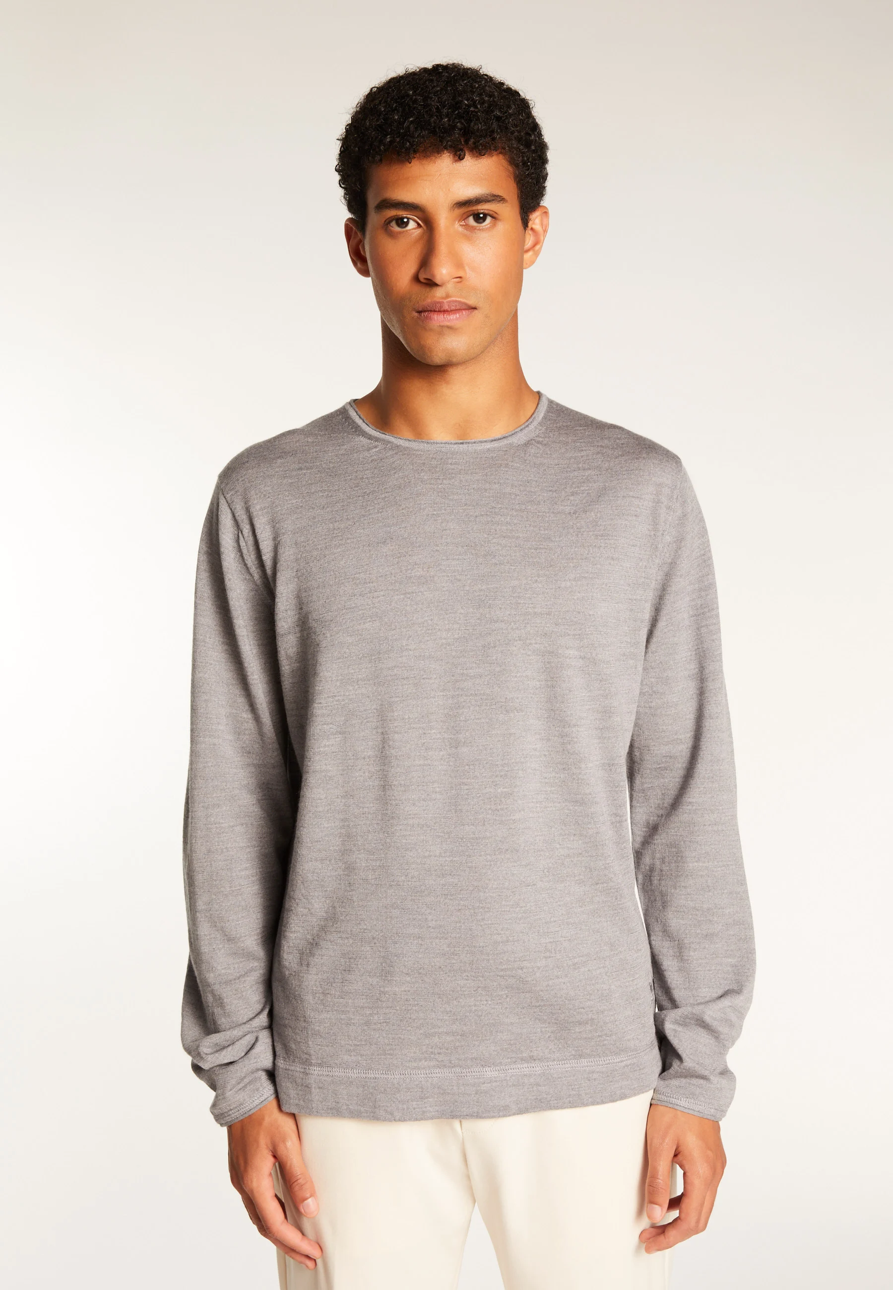 ERINAH24 - Pull col rond en laine mérinos | Gris