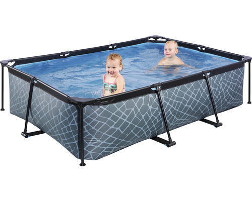 EXIT StonePool rechthoekige opzetzwembadset 300x200x65 cm inclusief patroonfiltersysteem, steenlook