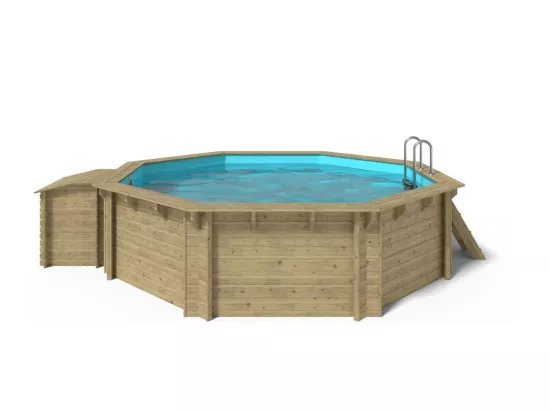 Piscine en bois 4,71x4,72 - H.1,20 m - avec filtration et coffre - BAS753OSP+SZA7 - ALTANKA