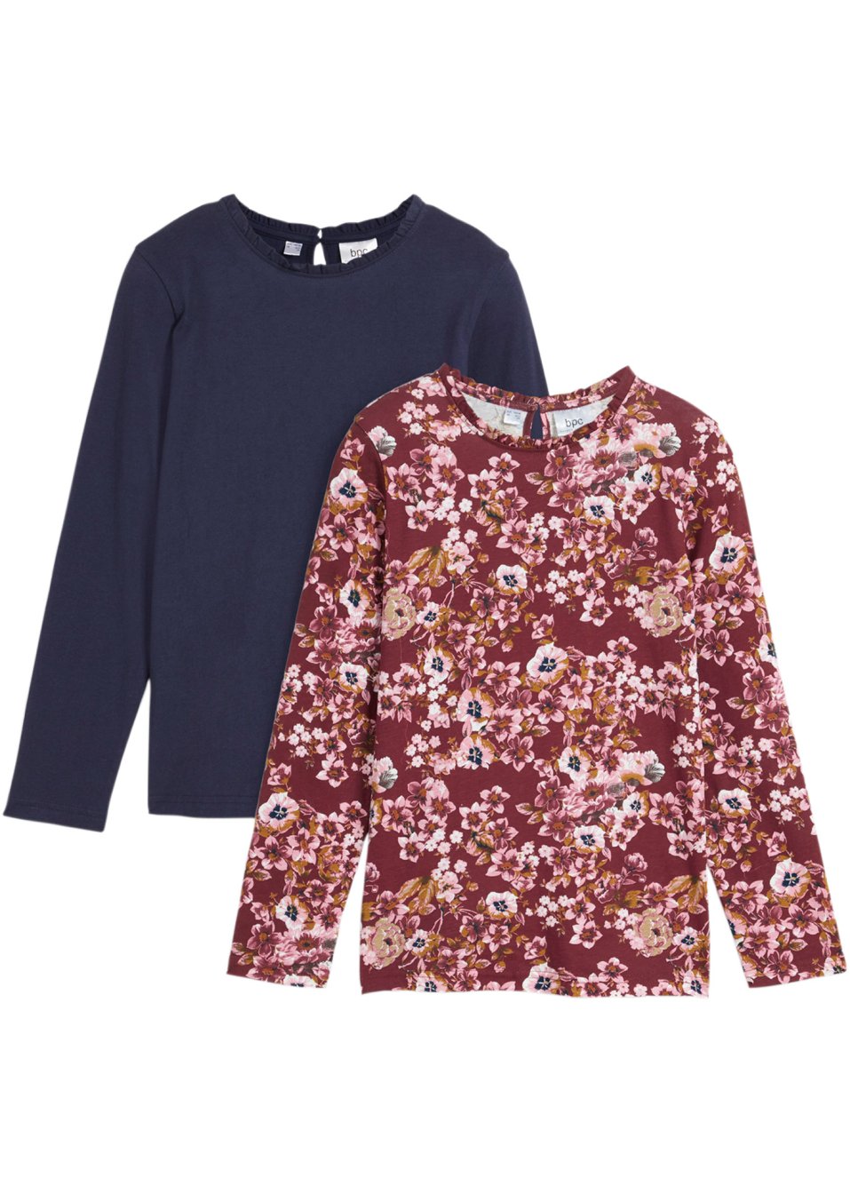 Lot de 2 T-shirts manches longues fille avec imprimé floral