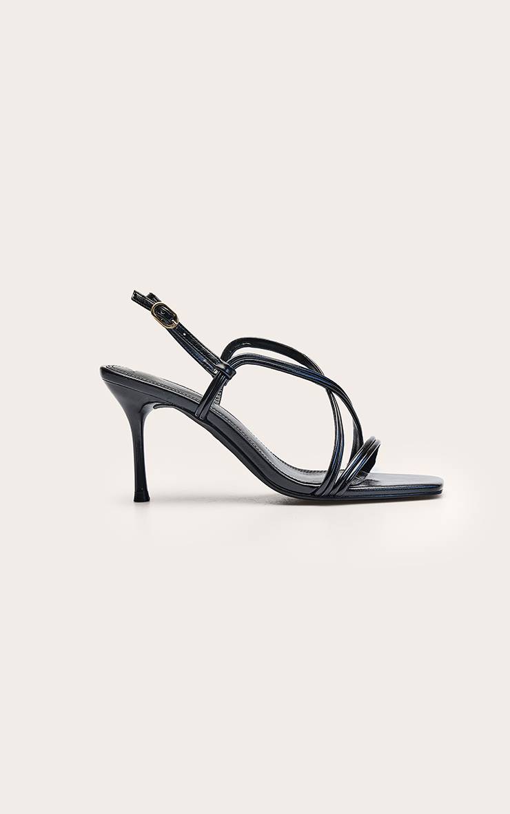 Noir Sandales À Talons À Brides En Synthétiquecuir Plissé