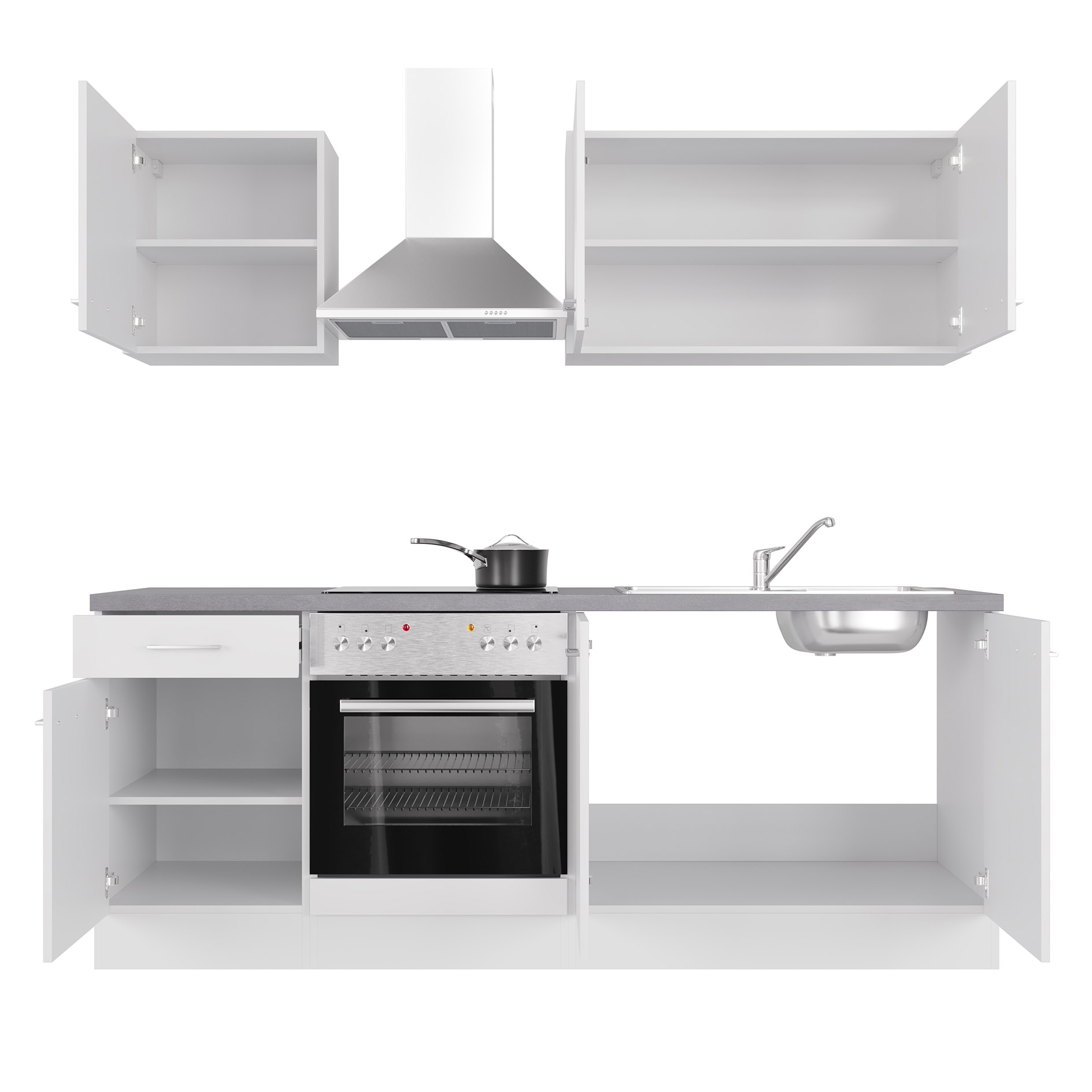Küchenblock ELEA - weiß - mit E-Geräten - 210 cm