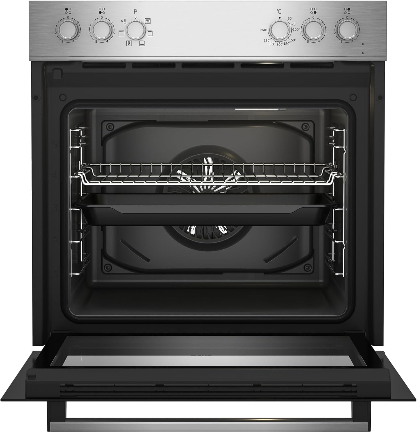 Beko BBUE12020X Einbau-Herd-Set, Multifunktionsofen mit 6 Heizarten und Glaskeramik-Kochfeld, SteamShine-Reinigung, AeroPerfect, Schwarz-Edelstahl