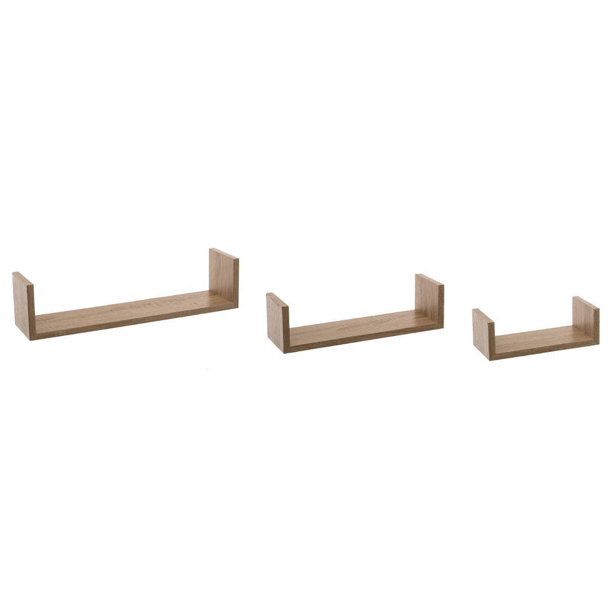 ETAGERE MURALE BORD CHENE NATUREL X3 PIECES