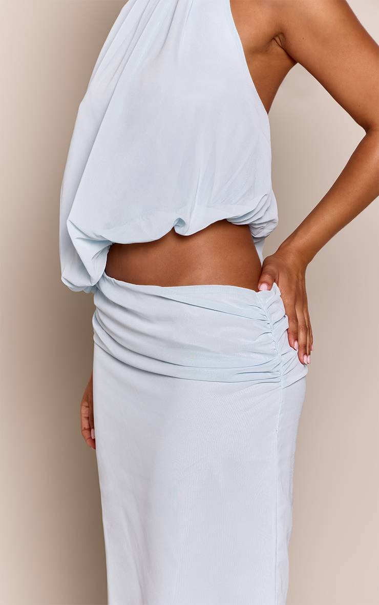 Bleu Layette Robe Longue En Mousseline Froncée Sur Les Côtés Avec Découpes - Petite Taille