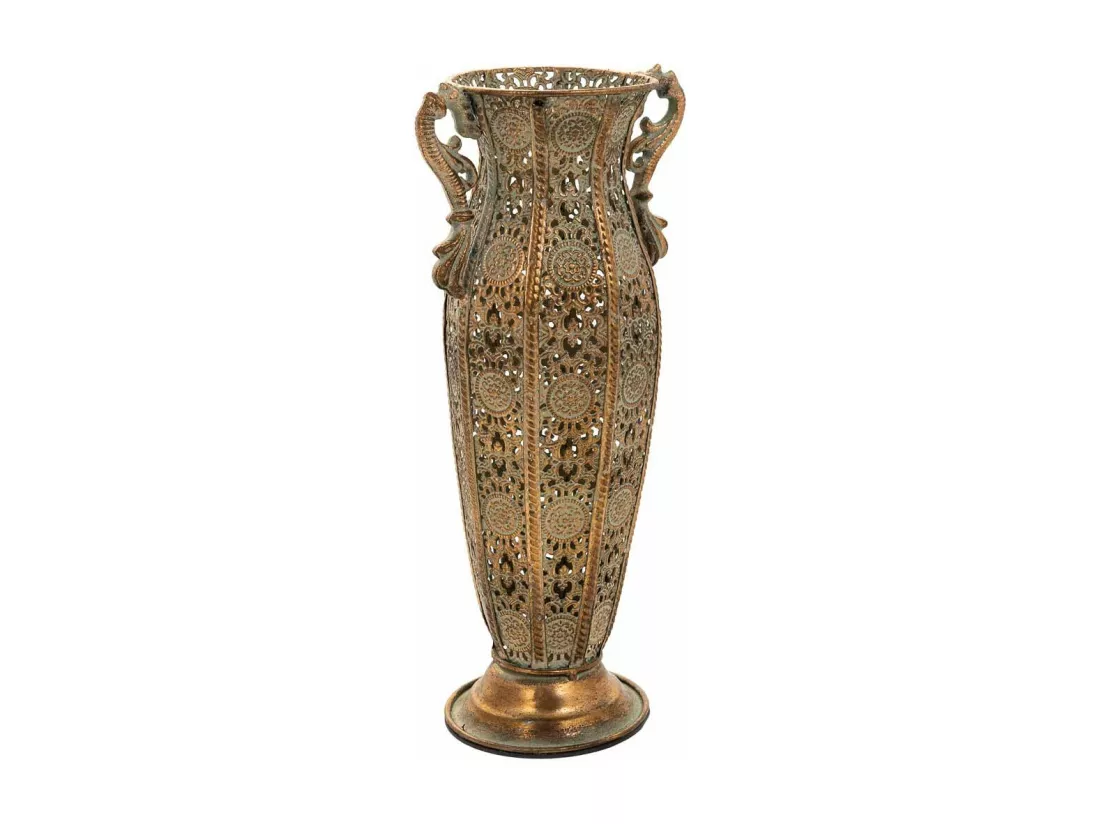 Vase en métal doré 15,5x11,5x34h