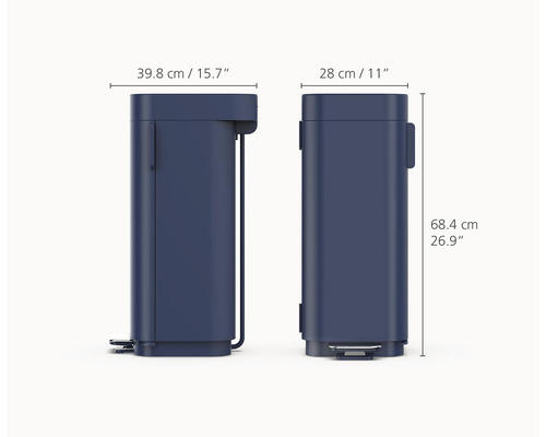 Joseph & Joseph afvalemmer met scharnierend deksel, pedaalemmer Porta 40 l blauw