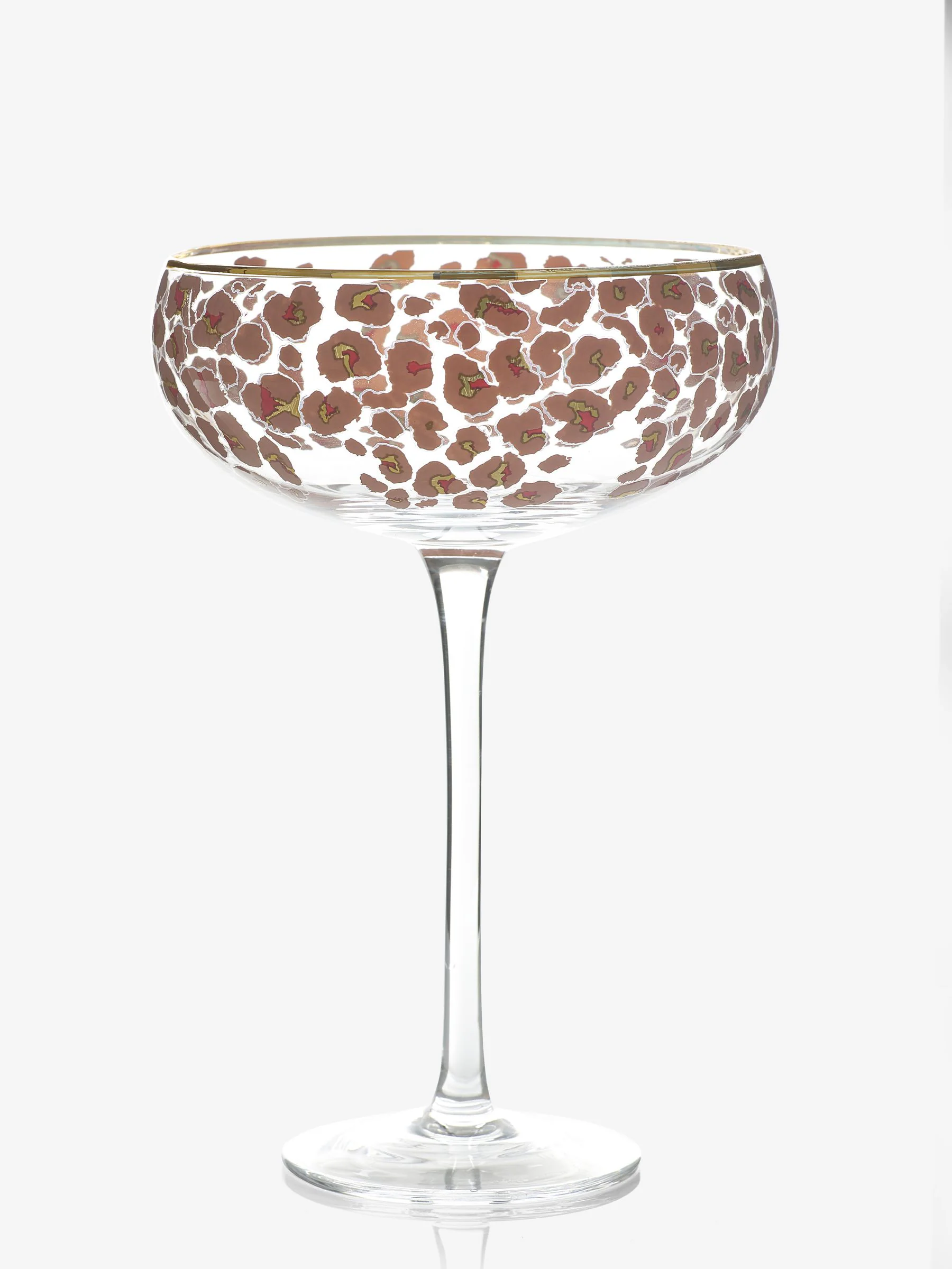 Set van 2 coupeglazen met luipaardprint