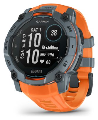 Montre GPS Garmin Instinct 3 Solar - 50 mm Bleu Twilight avec Bracelet en Silicone Orange Solstice