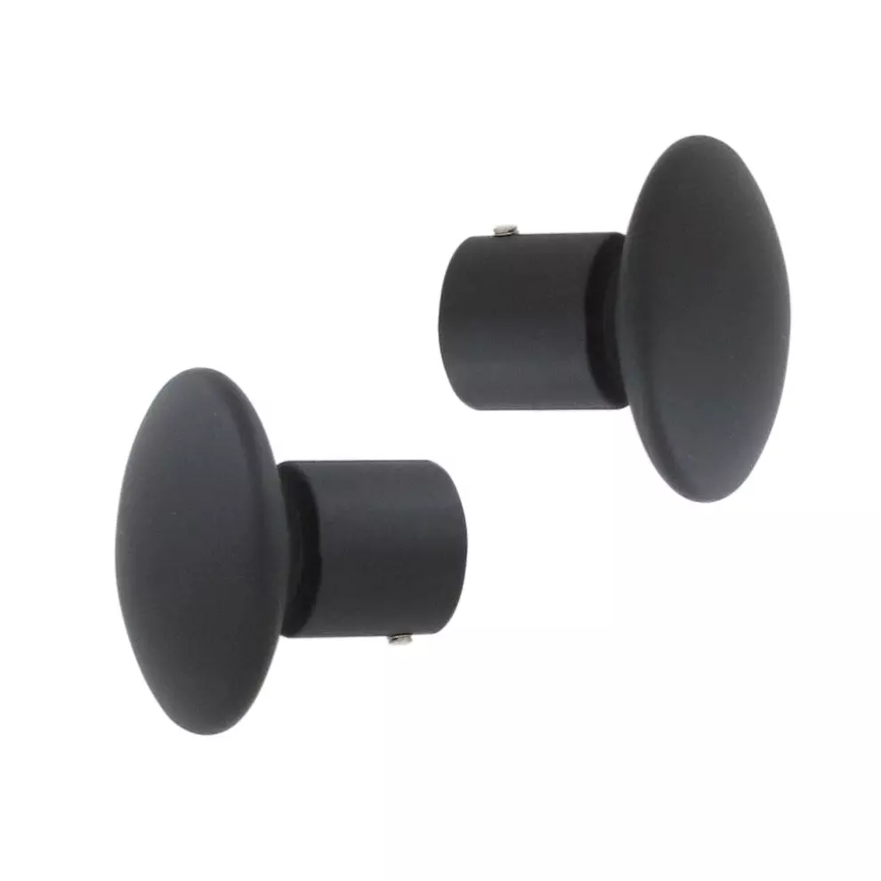 Lot de 2 embouts tringle (D20 mm) Jim Champignon Noir mat