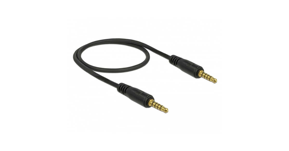 DeLOCKStereo Jack 3,5 mm 5-Pin (male) > 3,5 mm 5-Pin (male) kabel  (Zwart, 0,5 meter)