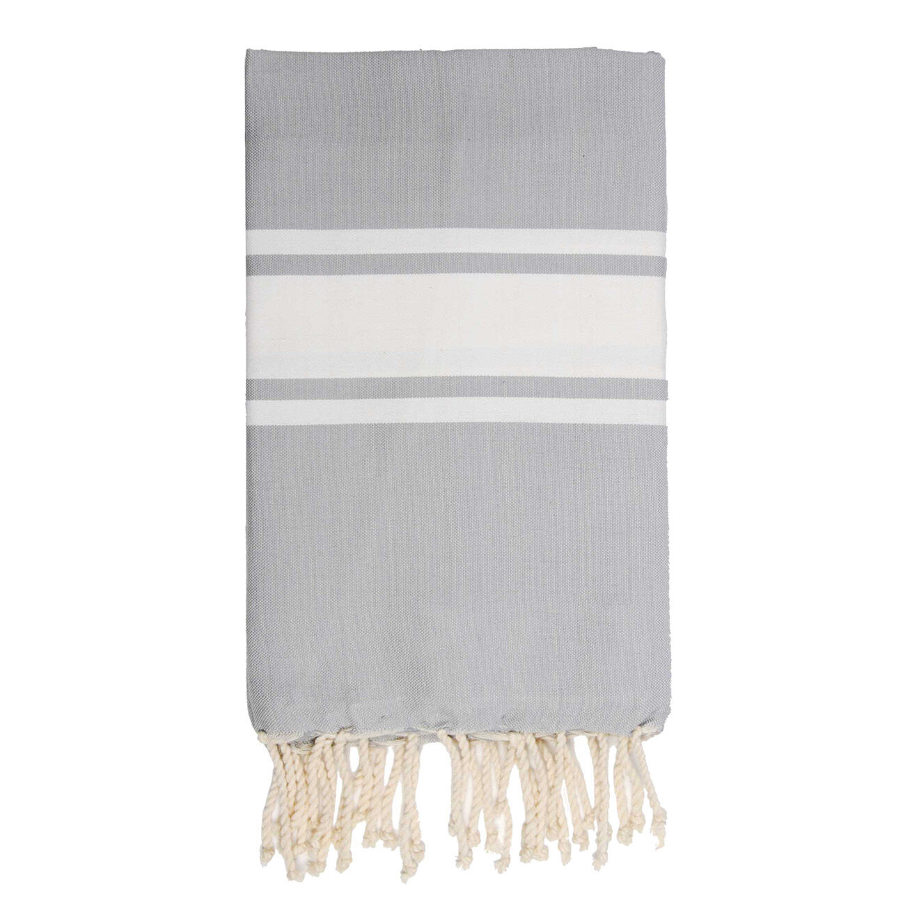 Febronie Fouta Traditionelle St Tropez gris perle/blanc - 100x200 cm