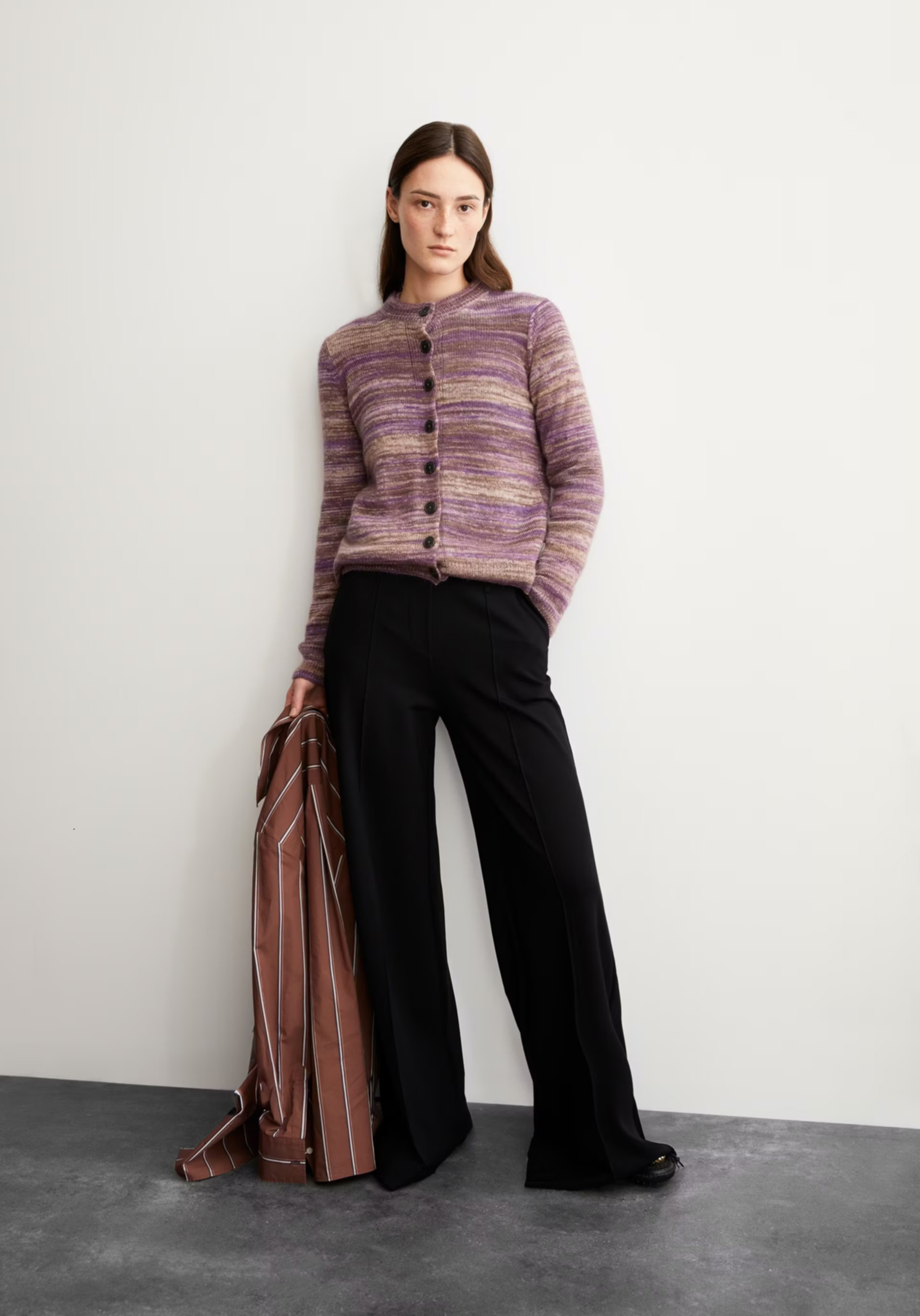 Armedangels Strick-Cardigan Amildaa Stampato Orchid-Walnut Cream