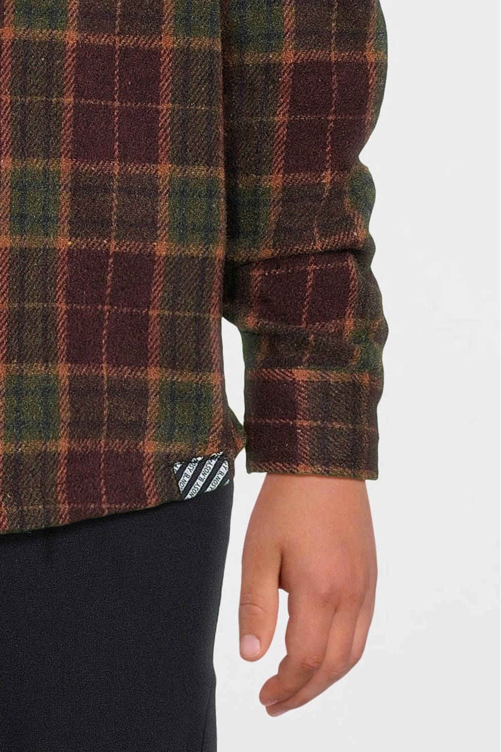 B.Nosy geruit overshirt Boaz met capuchon donkerrood/groen