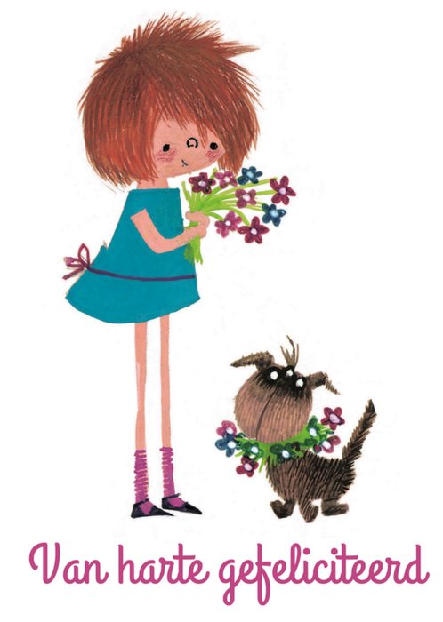 Fiep Westendorp | Felicitatiekaart | bloem | hond