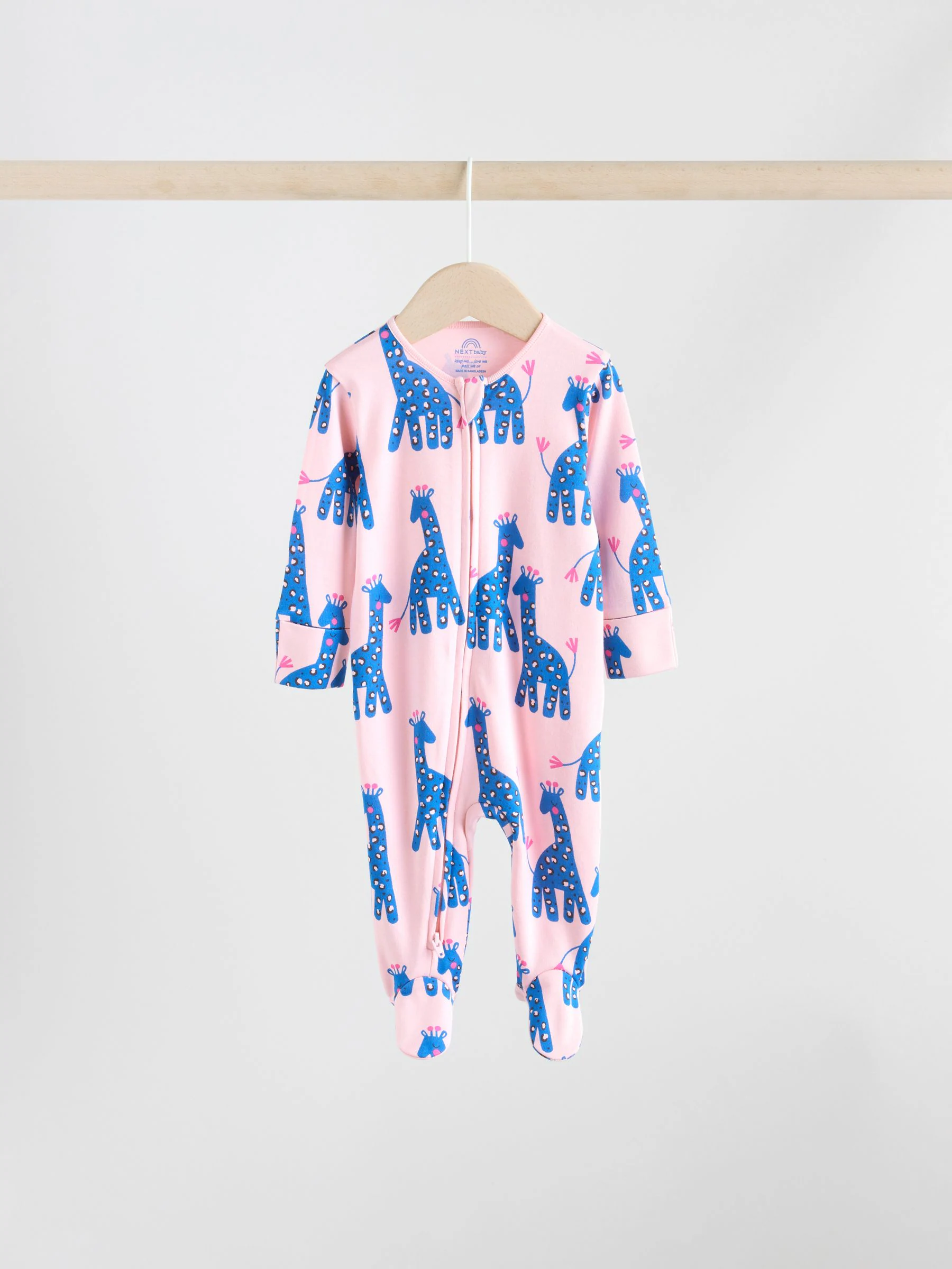 Blauw/roze met karakteristieke dierenprint - 3 Pack Baby-pyjama's met tweewegrits (0mnd -2jr)