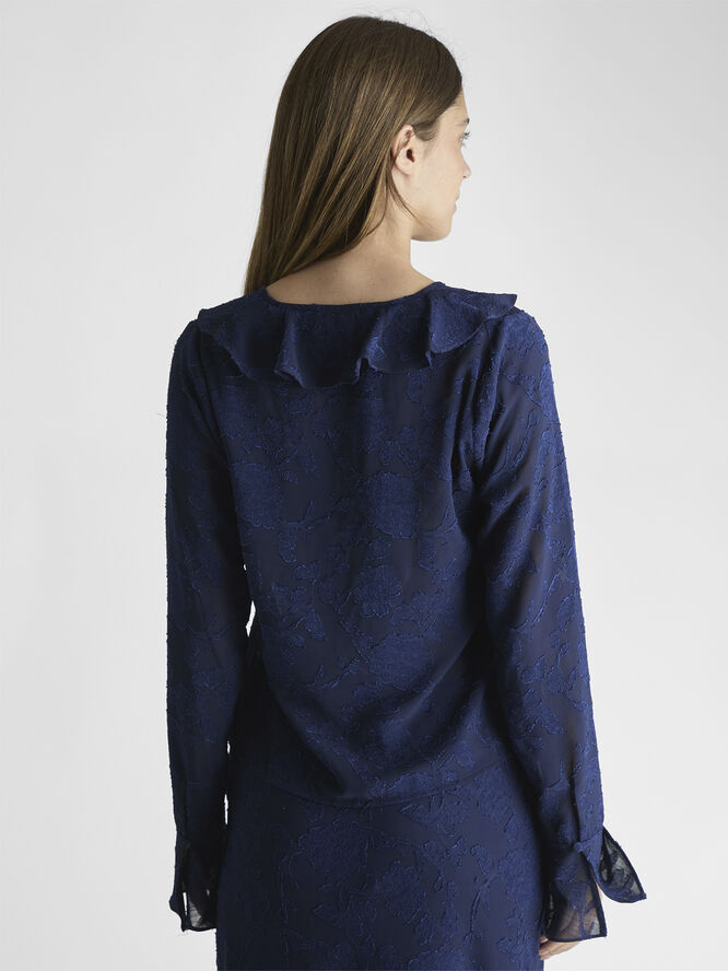 Neo Noir Anika Burnout Blouse Navy