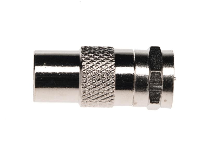Satelliten TV Zubehör Adapter F-Stecker auf IEC-Stecker F – Metallausführung, vernickelt