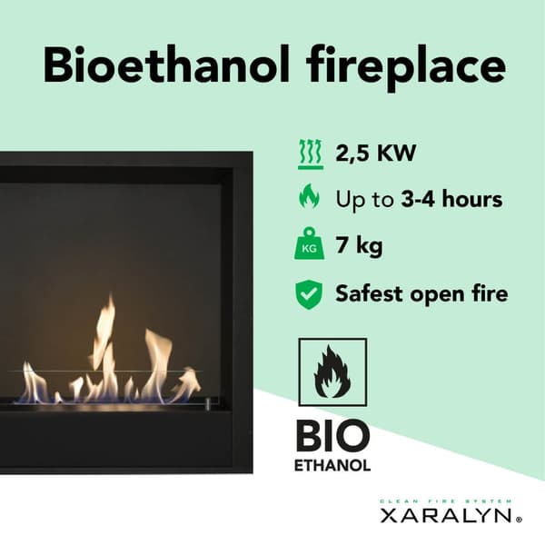 Innbyggingsenhet M bioetanol innebygget komfyr - Trygg åpen ild - 2,5 KW varme
