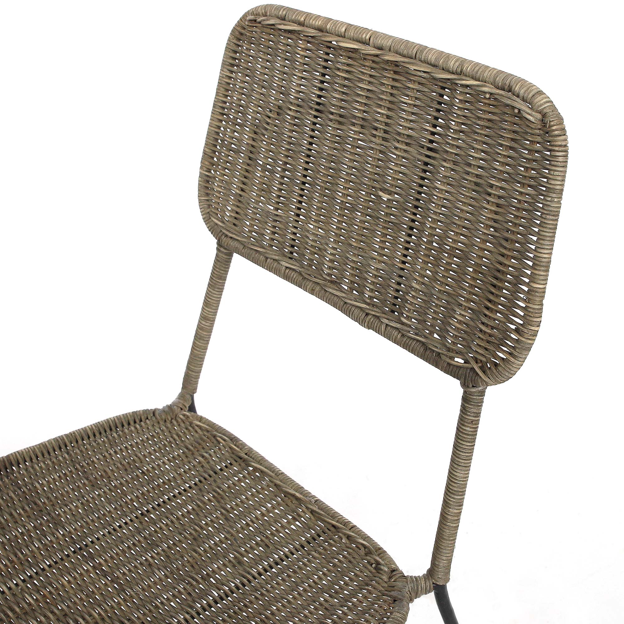Rattan-Stuhl 'Stud', grau, schwarz, B 45 cm, L 48 cm, H 80 cm von fischer's lagerhaus