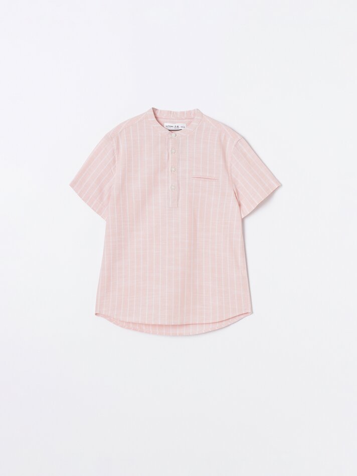 Camisa com efeito linho - Laranja Claro