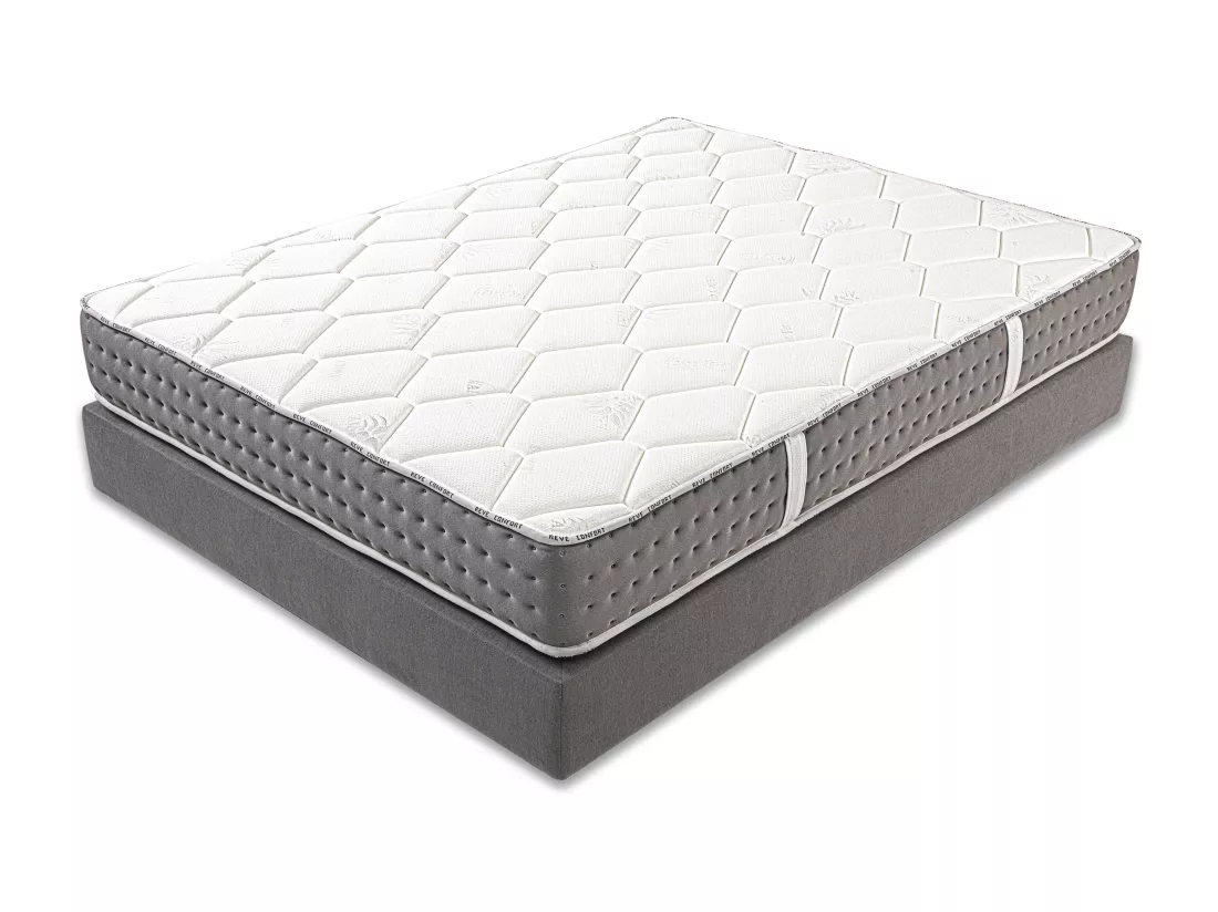 Matelas 90x190 cm, Sakina, 24cm, Ressorts Ensachés, Mousse Haute Densité, Soutien ferme