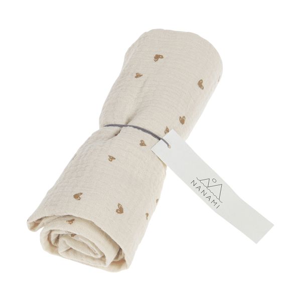 Nanami Heart Swaddle - 100 x 135 cm - Latte Naturel